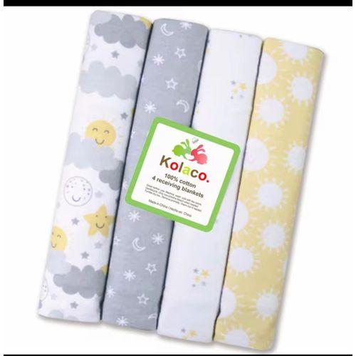 Lot de 4 langes bébé en coton - Doux, Respirants et Polyvalents~102*76cm