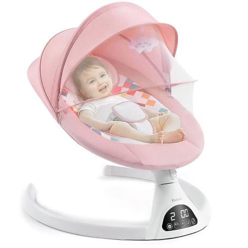 Balancelle Bébé Électrique pour Bébé 0-6 Mois avec Minuterie, Télécommande, Musique - Rose