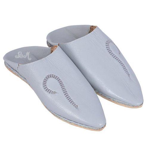 BABOUCHE EN CUIR de couleur GRIS POINTURE 44