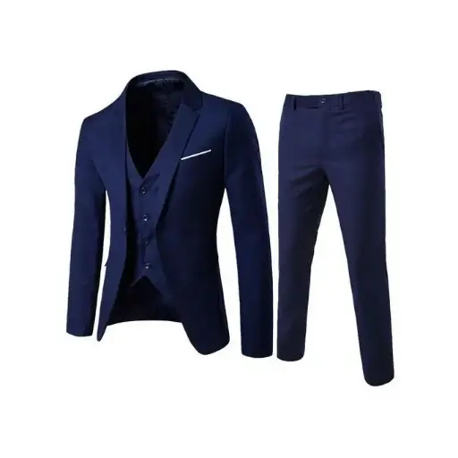 Costume Pour Hommes 3 Pièces Costume De Mariée De Luxe Classique, Costume Professionnel - Bleu