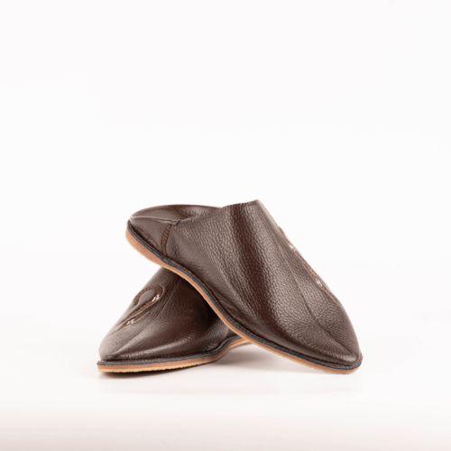 BABOUCHE EN CUIR de couleur ROUGE BORDEAU POINTURE 44