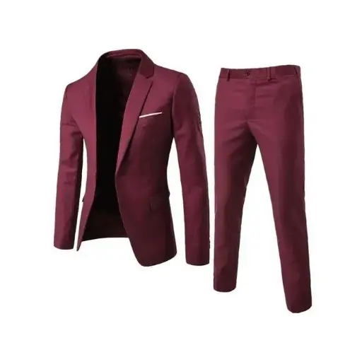 Rouge Vin 2 Piece Tailleur Pantalon De Costume Formel Coupe Slim Pour Homme