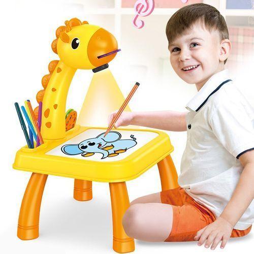 Planche à Dessin Avec Projecteur LED Pour Enfants, Table De Peinture, Bureau, Tablette D'écriture- - Jaune