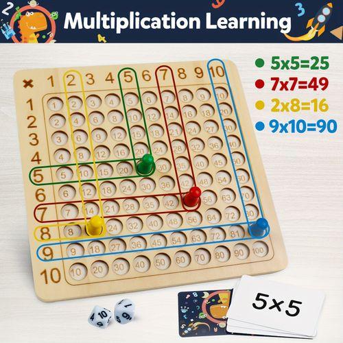 Jeu de société de multiplication mathématique en bois, enseignement préscolaire en classe