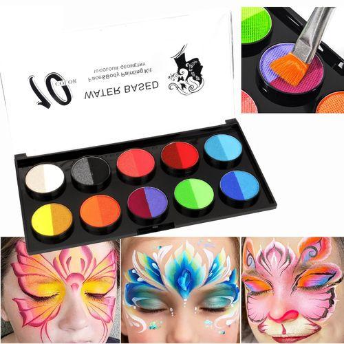 Peinture Pour Le Visage/corps Hydrosoluble à Double Mélange De 10 Couleurs