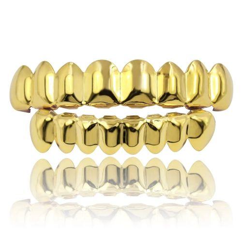 2Pcs Hip Hop véritable plaqué or dents Grillz mode dent Caps Decor