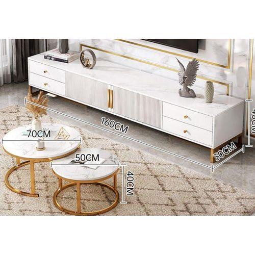 Table Tv et Table Basse - Meuble TV moderne avec portes et tiroirs de rangement compartimentée pour le salon , couloir et chambre - Console Tv - Meuble Tv et Table Basse
