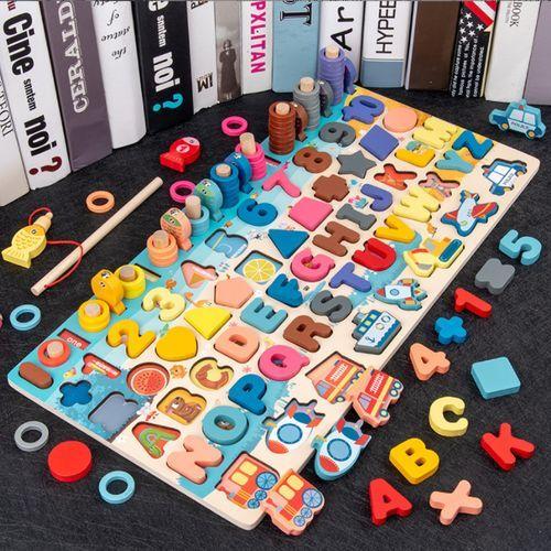 Jouet éducatif En Bois Pour Enfants Math Board Fishing