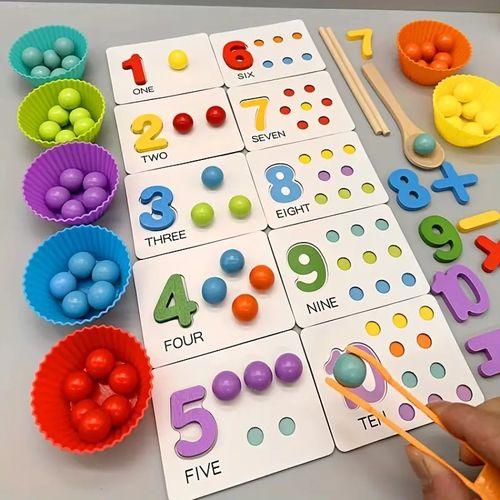 Ensemble de comptage de perles de silicone colorées et d'apprentissage des mathématiques