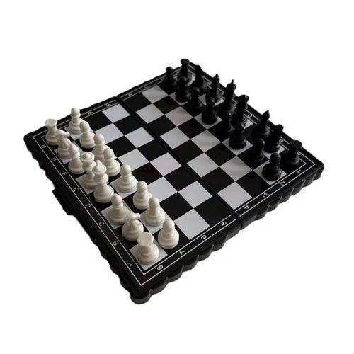 Jeu d'échecs avec échiquier magnétique pliable 24 × 24 cm Cadeau de jouet éducatif pour enfants et adultes - Noir