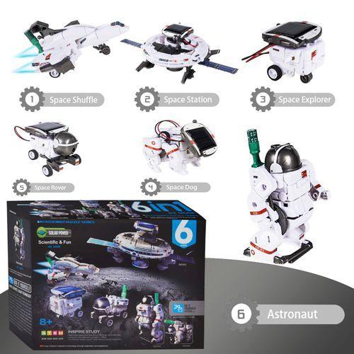 Kit De Robot Intelligent Solaire DIY Auto-assemblé 6 En 1 - Blanc