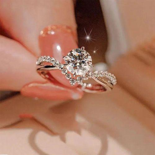Argent Crystal bague plaqué argenté en cristal pour cadeaux + boite coeur