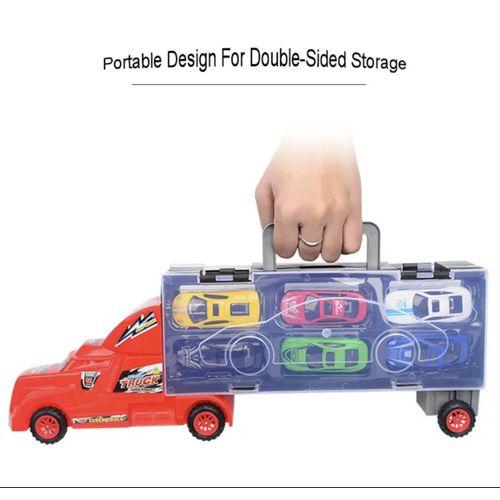 Louna Camion jouet 7 en 1_ensemble camion et petite voiture-Rouge