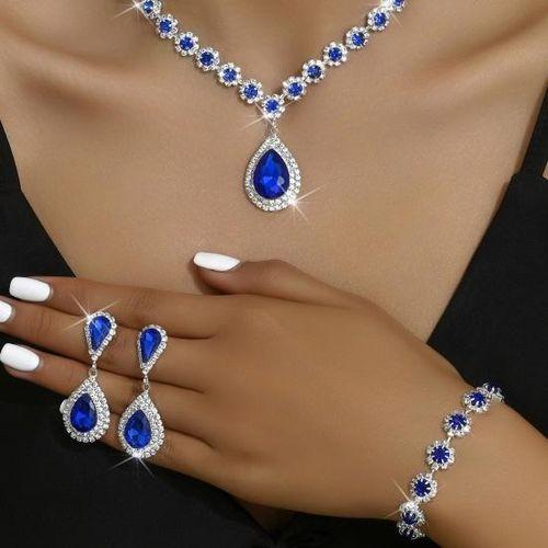 Collier strass Bleu