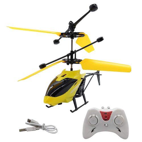 Jouet d'hélicoptère volant Jaune à induction avec capteur et télécommande