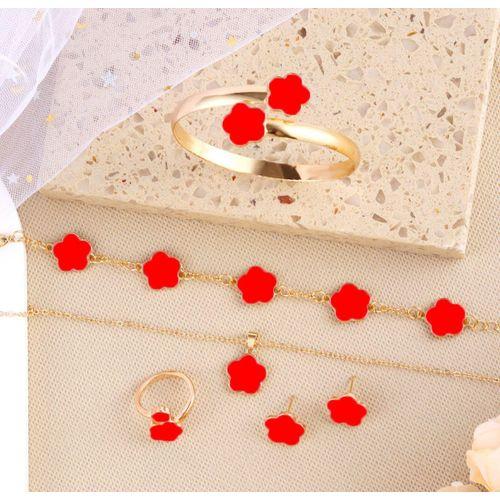 Ensemble bijoux forme trèfle rouge