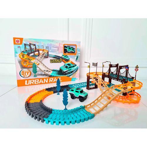 Circuit Urbain Multi-niveaux avec Pont et Camion – 124 pièces