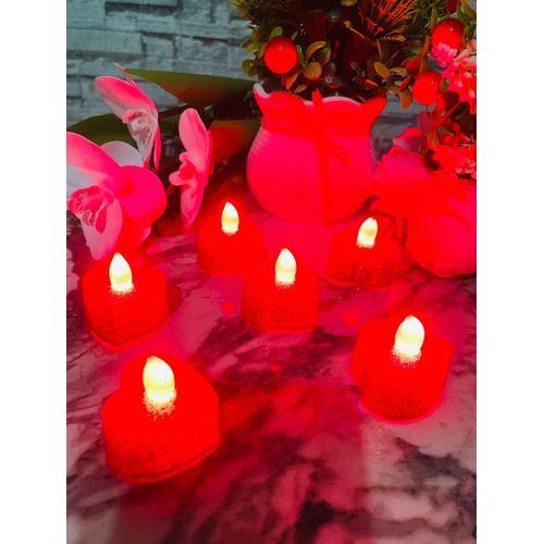 Lot de 6 bougies led pailletée rouge pour deco saint Valentin