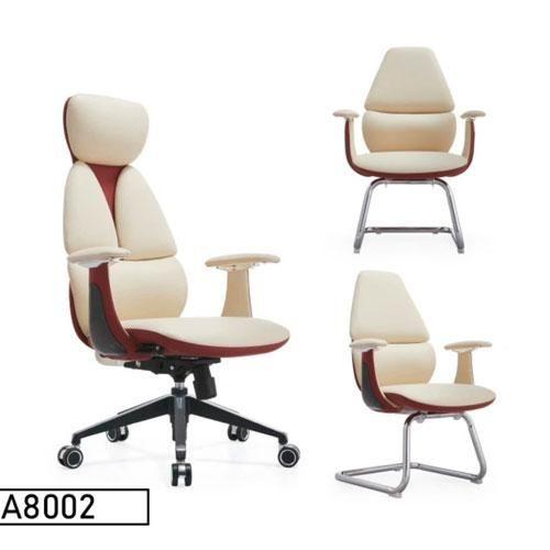 Ensemble de 3 Fauteuil de visiteurs - 2 sans roulettes + 1 avec roulette - A8002- D8002 - 640x660x1020 mm - Beige