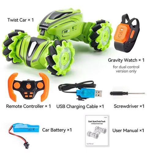 Voiture de cascade télécommandée à 360 °, rechargeable 2,4 GHz, pour garçons et filles âgés de 4 5 6 7 8 9