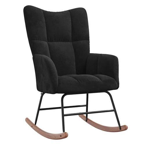 Fauteuil à Bascule - En Velours - Fauteuil club - VC-102 - Noir