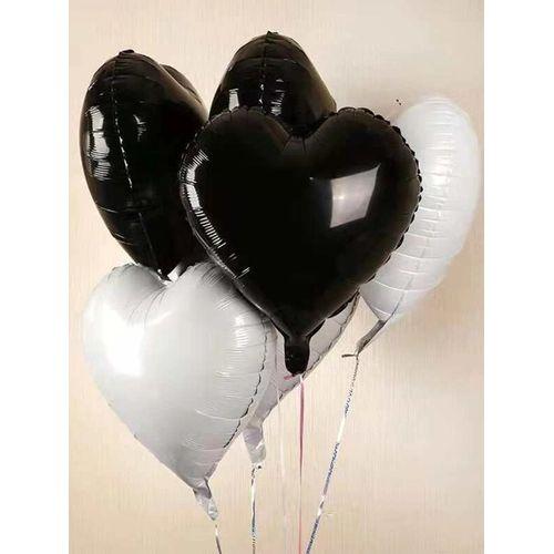 6 ballons en forme de cœur - Noir et Blanc