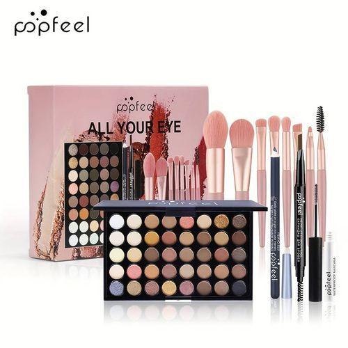 Makeup Set, Eyeshadow + Eyebrow Pencil + Mascara + Eyeliner + Makeup Brushes