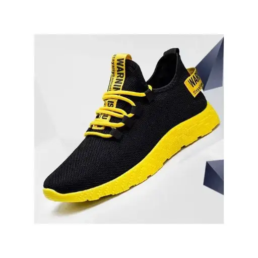 Chaussures de course légères et confortables à lacets pour hommes, décontractées, semelle souple-Jaune