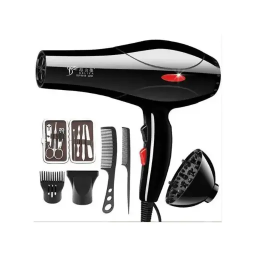 SAI. Sèche-cheveux Domestique 2200W, 7 Pièces, Diffuseur, Peigne, Prise Américaine