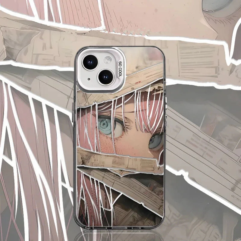Coque de téléphone Anime Girl Zero Two, étui arrière mat Anti-chute pour iPhone 16e 16 15 14 13 12 11 mini Pro Max X XR XSMAX 8 7 Plus