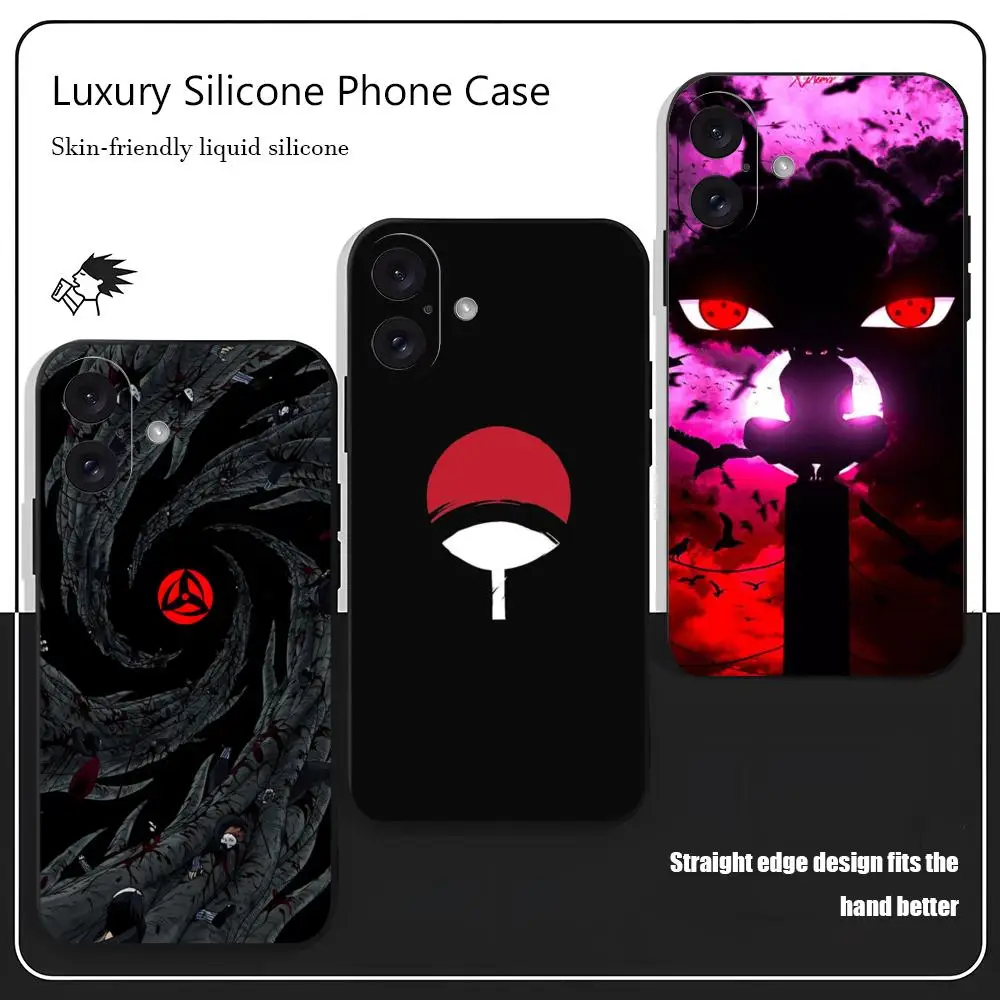 S-haringan oeil rouge Anime Cool coque de téléphone pour iPhone 16 15 14 13 12 11 X XR XS 8 Plus Mini Pro Max couverture antichoc noire souple