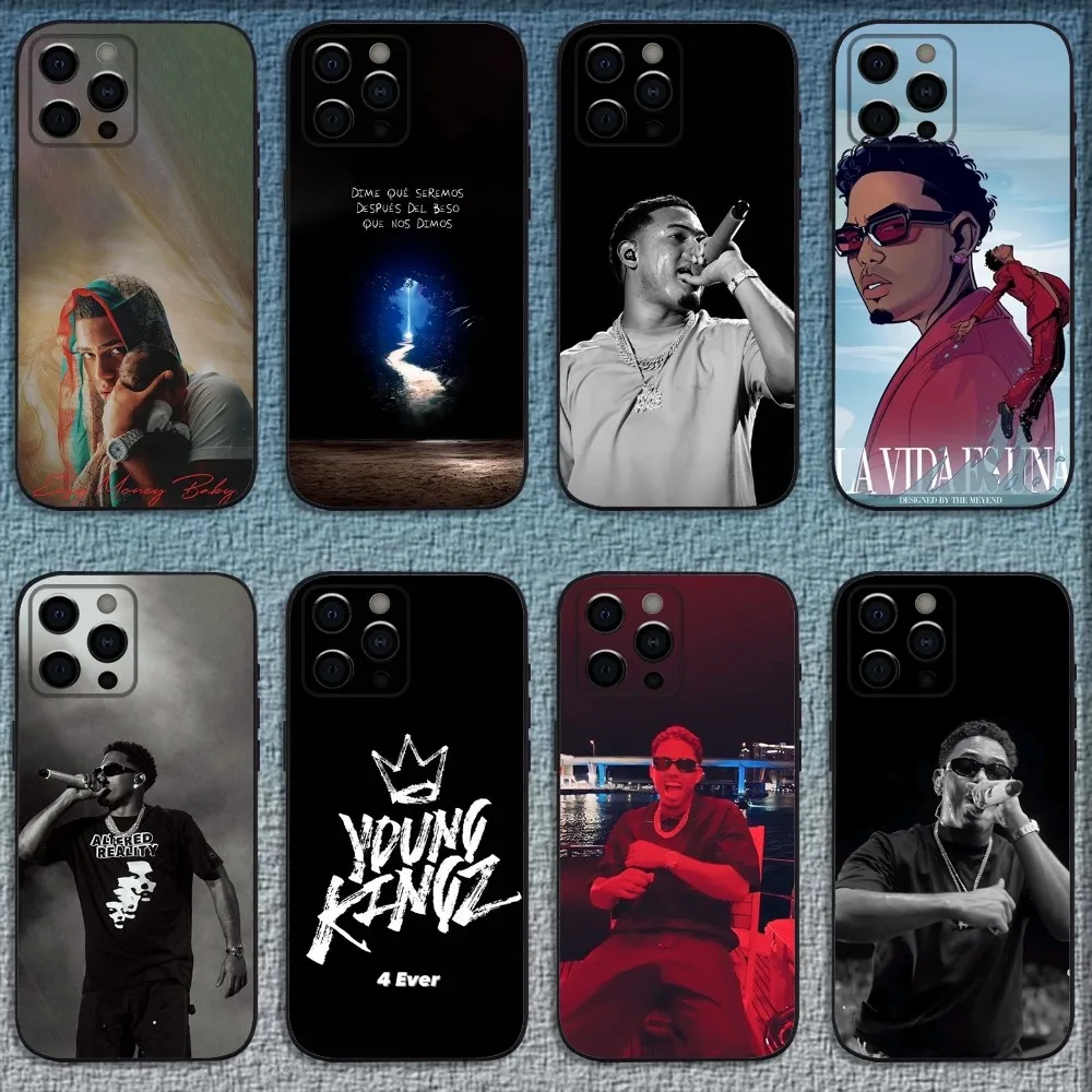 M-Myke Towers Rapper coque de téléphone pour iPhone 16,15,14,13,12,11,Pro,X,XS,Max,XR,Plus,Mini couverture noire souple