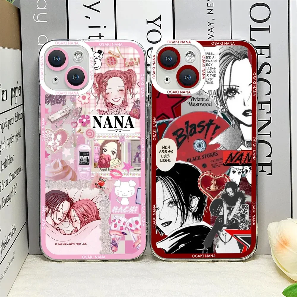 Dessin animé Anime Oosaki Nana coque de téléphone pour IPhone 16 15 14 13 12 11 Pro Max Mini X XS SE2 7 8Plus Couple couverture pour IPhone 11 étuis