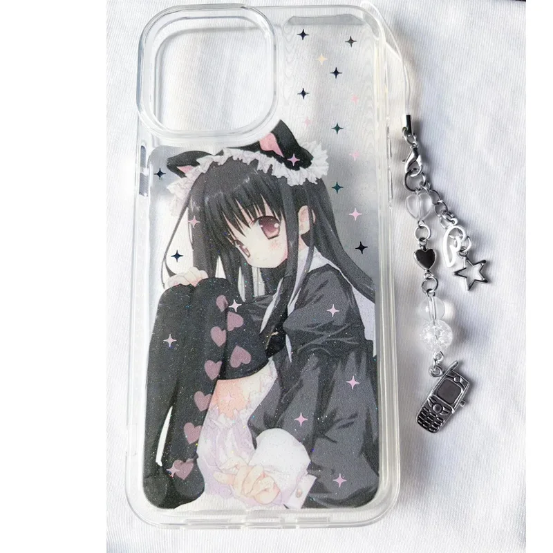 Coque de téléphone de luxe avec étoile de dessin animé, jolie femme de chambre, pour iPhone 16 15 14 13 12 11 Pro XS Max 7 8 Plus MINI Y2K, couverture créative
