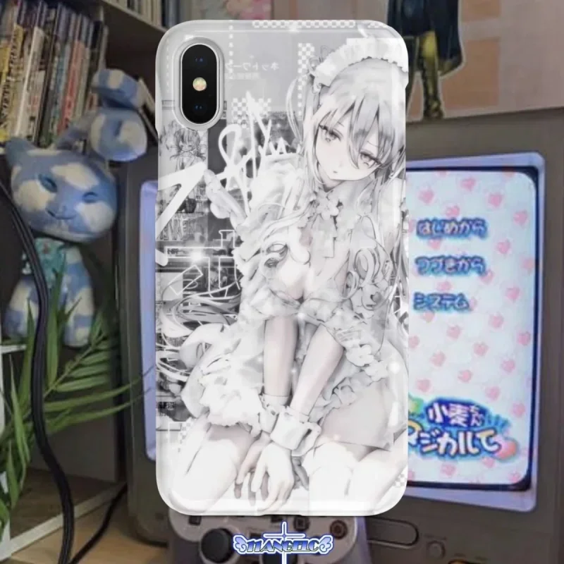 Coque de téléphone portable créative pour fille aux cheveux argentés, sous-culture de bande dessinée, pour iPhone 16 15 14 13 12 11 Pro Max 7 8 Plus Y2K, tout compris