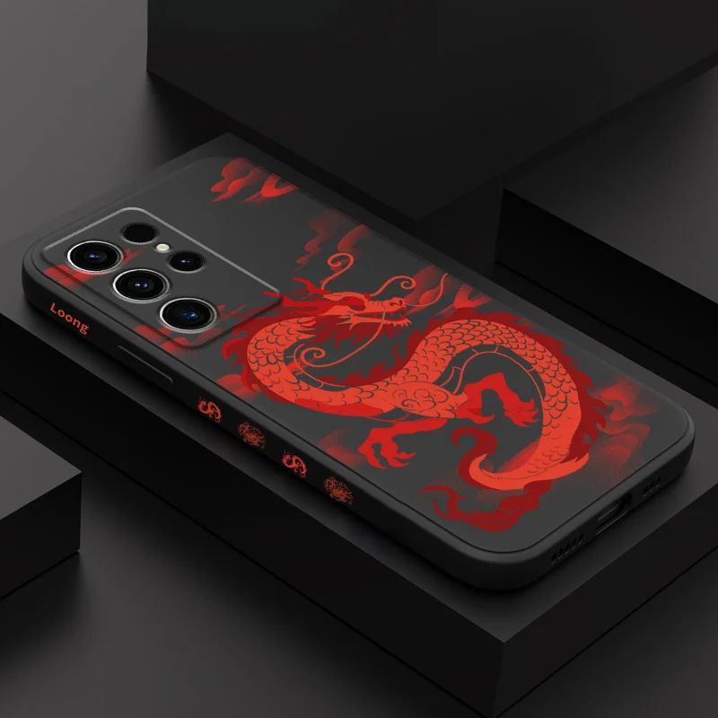 Coque de téléphone Dragon nuage rouge, étui pour Samsung Galaxy S25 S24 S23 S22 S21 S20 S10 S10E Ultra Plus FE Note 20 Ultra 10 Plus