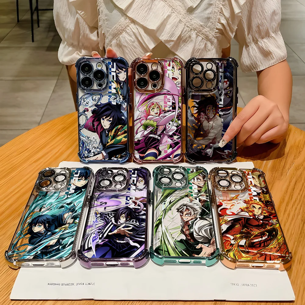Coque de placage Anime Demon Slayer, étui arrière Anti-chute pour Samsung S25 S24 S23 S22 S21 S20 FE Note20 Plus Ultra 4G 5G