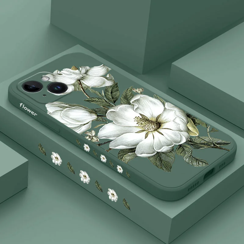 Coque de téléphone à fleurs sauvages, étui pour iPhone 16 15 14 13 12 11 Pro Max Mini X XR XS 8 7 Plus 6 6S Plus