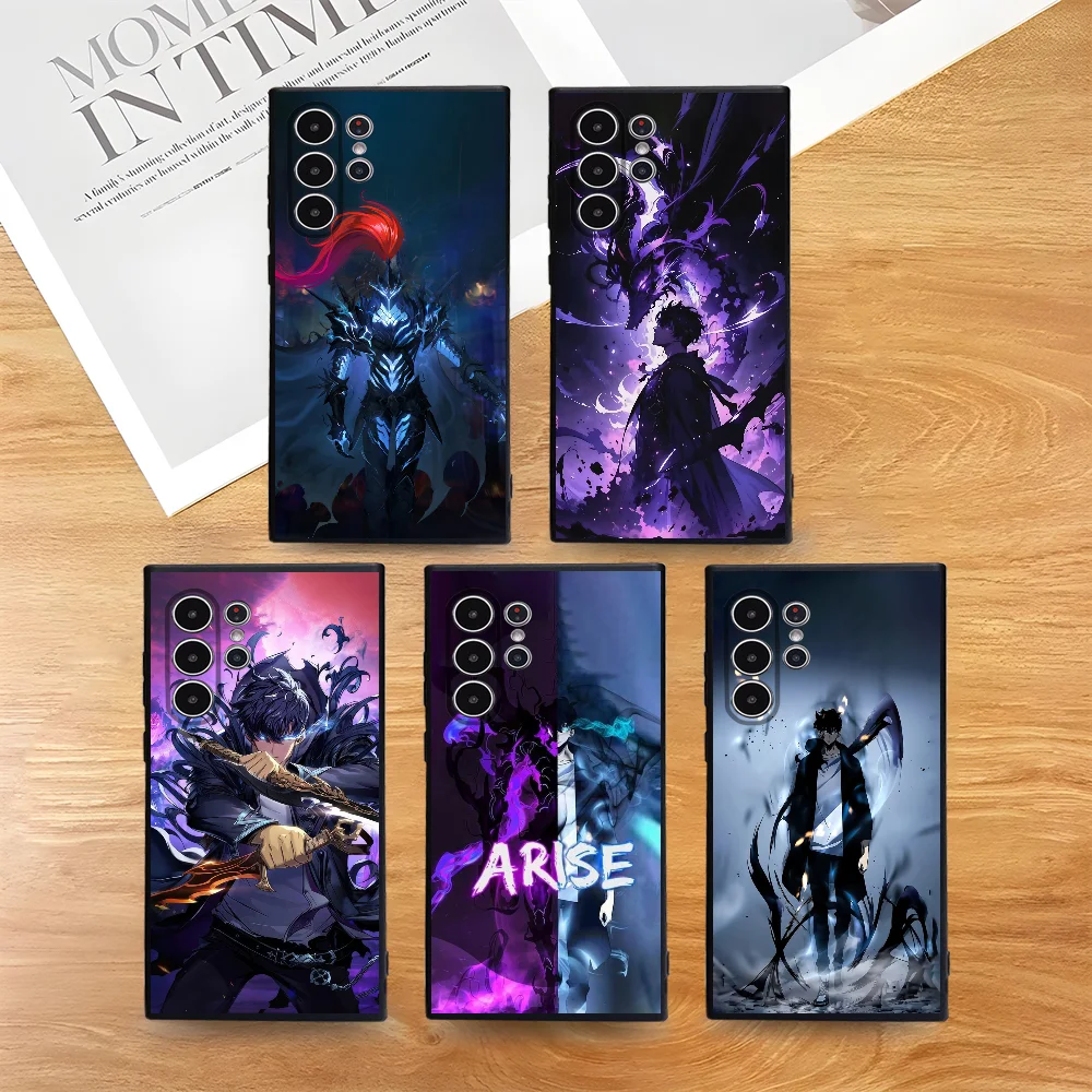 Coque de téléphone de nivellement Anime s-Solo, étui complet antidérapant givré pour Samsung Galaxy S25 S24 S22 S23 Ultra S21 S20 Plus 5G