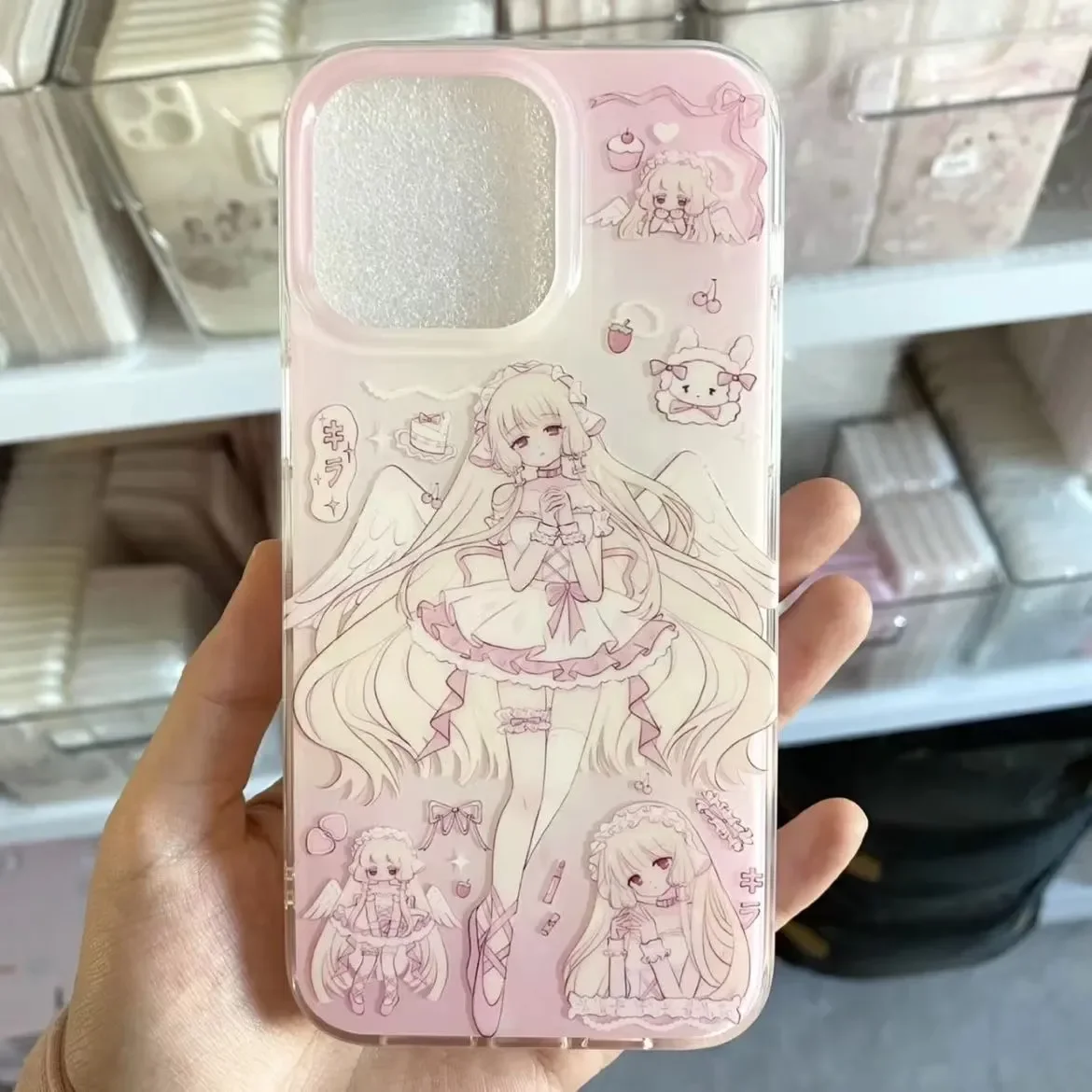 Ins Anime ange fille dessin animé rose Kawaii coque de téléphone pour iPhone 16 15 14 13 12 11 Pro Max XR XS Max 7 8 Plus MINI Y2K couverture mignonne