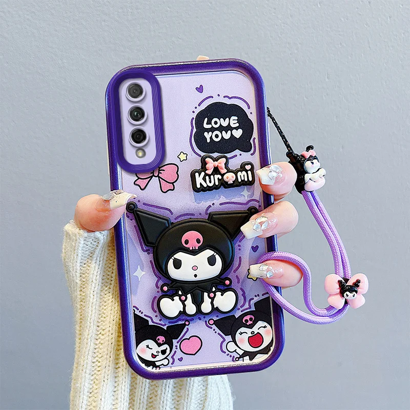 Coque de téléphone Kuromi dessin animé 3D, étui souple avec dragonne multistep pour Huawei P40 Lite P Smart Z Pro Y9 Prime 2019 Y9s Nova Y71 Y70