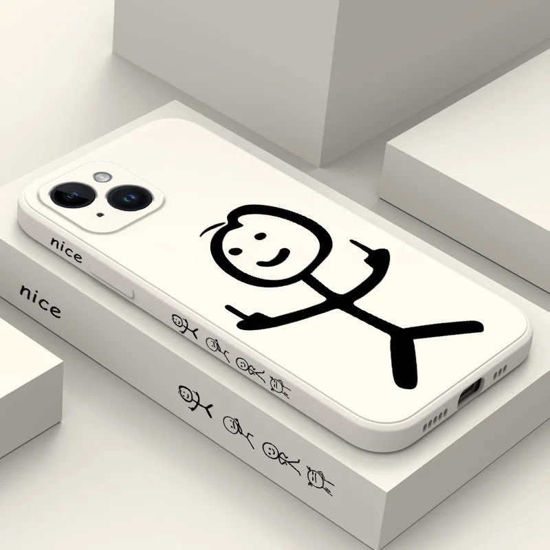 Étui de téléphone Line Man pour iPhone 16 16e 15 14 13 12 11 Pro Max Mini X XR XS Plus
