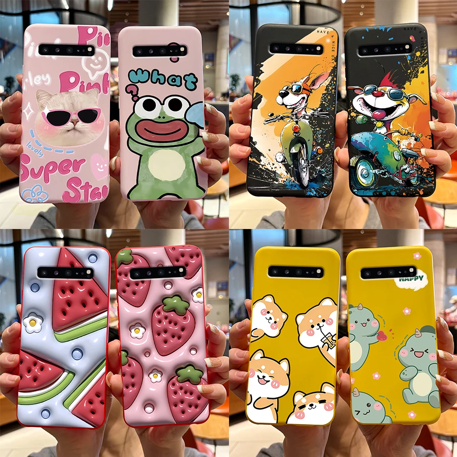 Pour Samsung S10 5G étui SM-G977N SM-G977B mignon chat dessin animé grenouille coques de téléphone pour Samsung Galaxy S10 5G couverture arrière Silicone pare-chocs