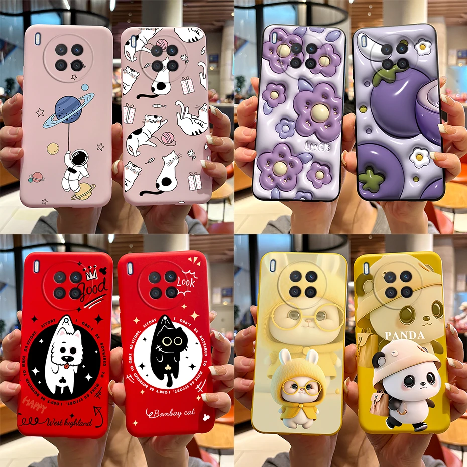 Coque pour Honor 50 Lite couverture sur Huawei Nova 8i coque de téléphone mignon lapin Panda peint couverture arrière souple pour Honor50 Lite Nova8i Capa