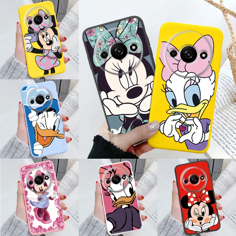 Pour Redmi A3 coque de téléphone Mickey Stich Minnie Donald canard Anime couverture pour Redmi A3 antichoc protection Silicone coques arrière souples