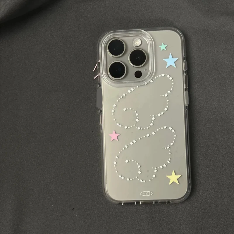 Coque de téléphone Star Wings Cartoon, style coréen Kawaii, belle coque créative pour iPhone 16 15 14 13 12 11 Pro XS Max 78 Plus MINI Y2K
