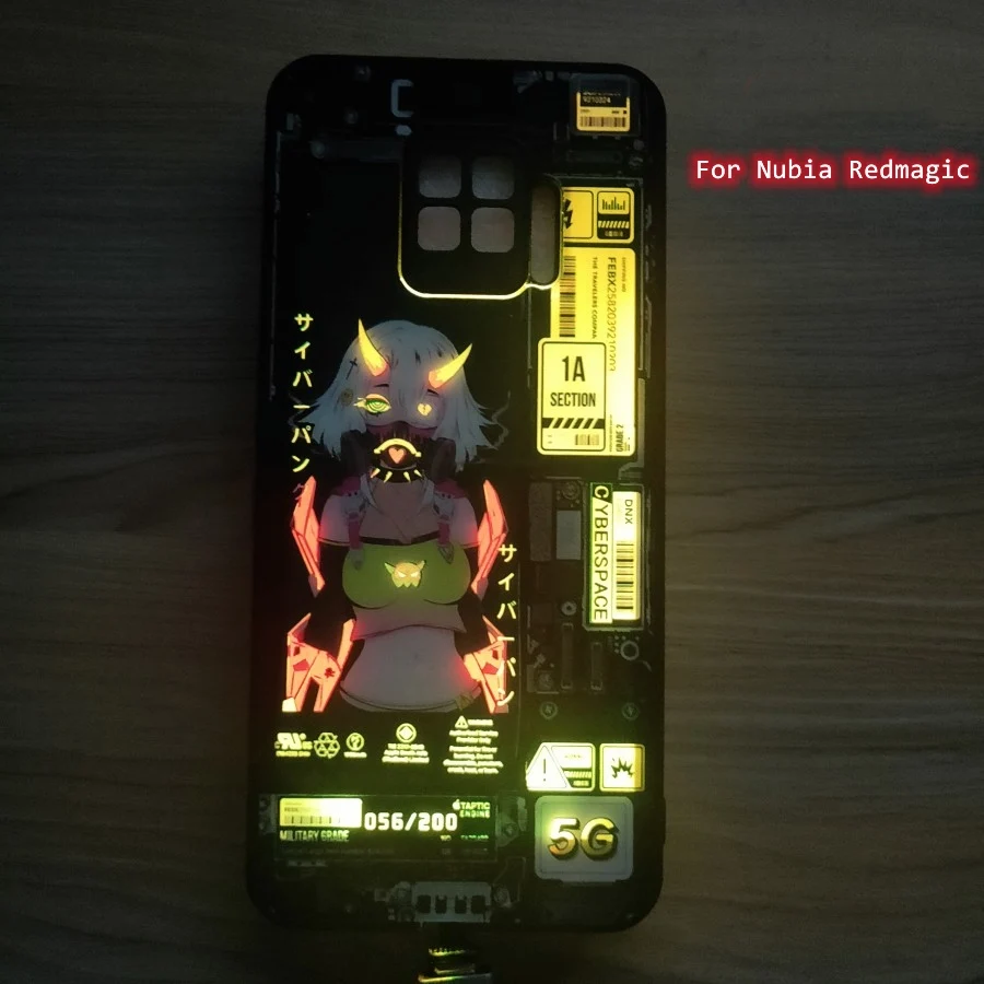 Pour Nubia Red Magic 7 6 9 Pro Led Flash étuis lumineux antichoc couverture arrière pour ZTE Redmagic 6 5S 6S 7 Pro 5G Coque en verre Funda