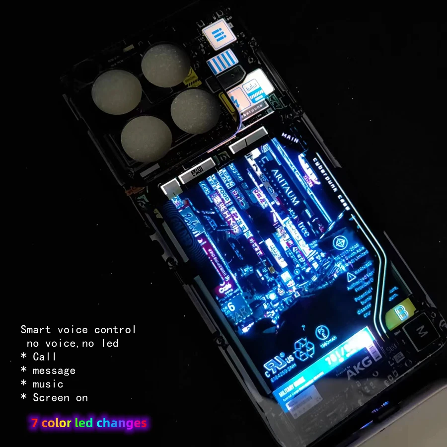 Coque de téléphone Flash LED en verre cyber lumineux, pour XiaoMi 14T 13T Pro 13 12 15 Ultra RedMi K60 K50 Poco F6 F4 F5, couverture lumineuse pour appel