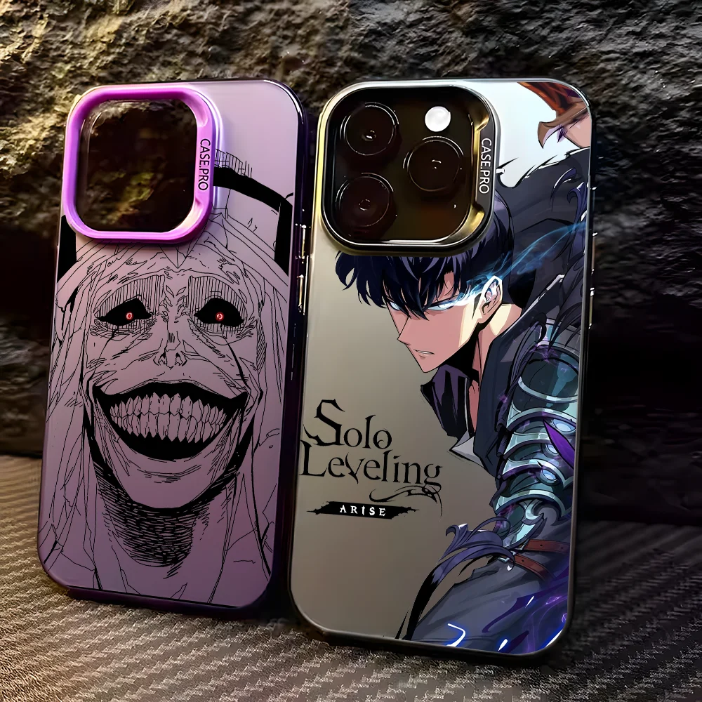 Coque de téléphone à nivellement Anime s-solos, étui antichoc multicolore Aurora Laser pour IPhone 16 Pro Max 15 14 13 12 11 Plus