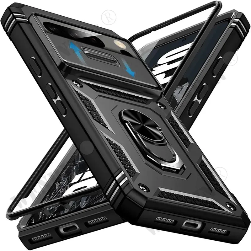 Coque pour Google Pixel 9A 9 8 7 Pro 8A 7A 6A, robuste avec caméra, armure rotative à 360 degrés, Capa Fundas